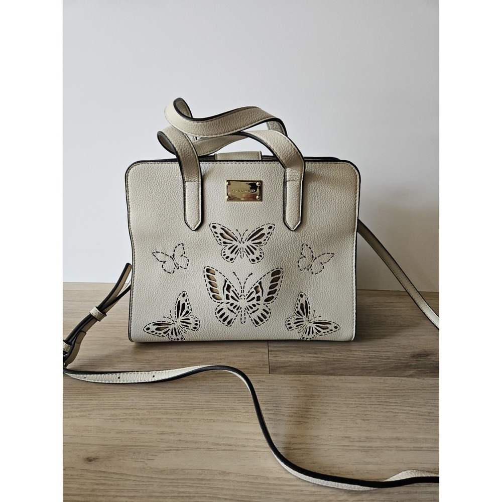 Kate Landry Cream Butterfly Cutout Satchel Handbag Coquette Cottagecore Aestheti